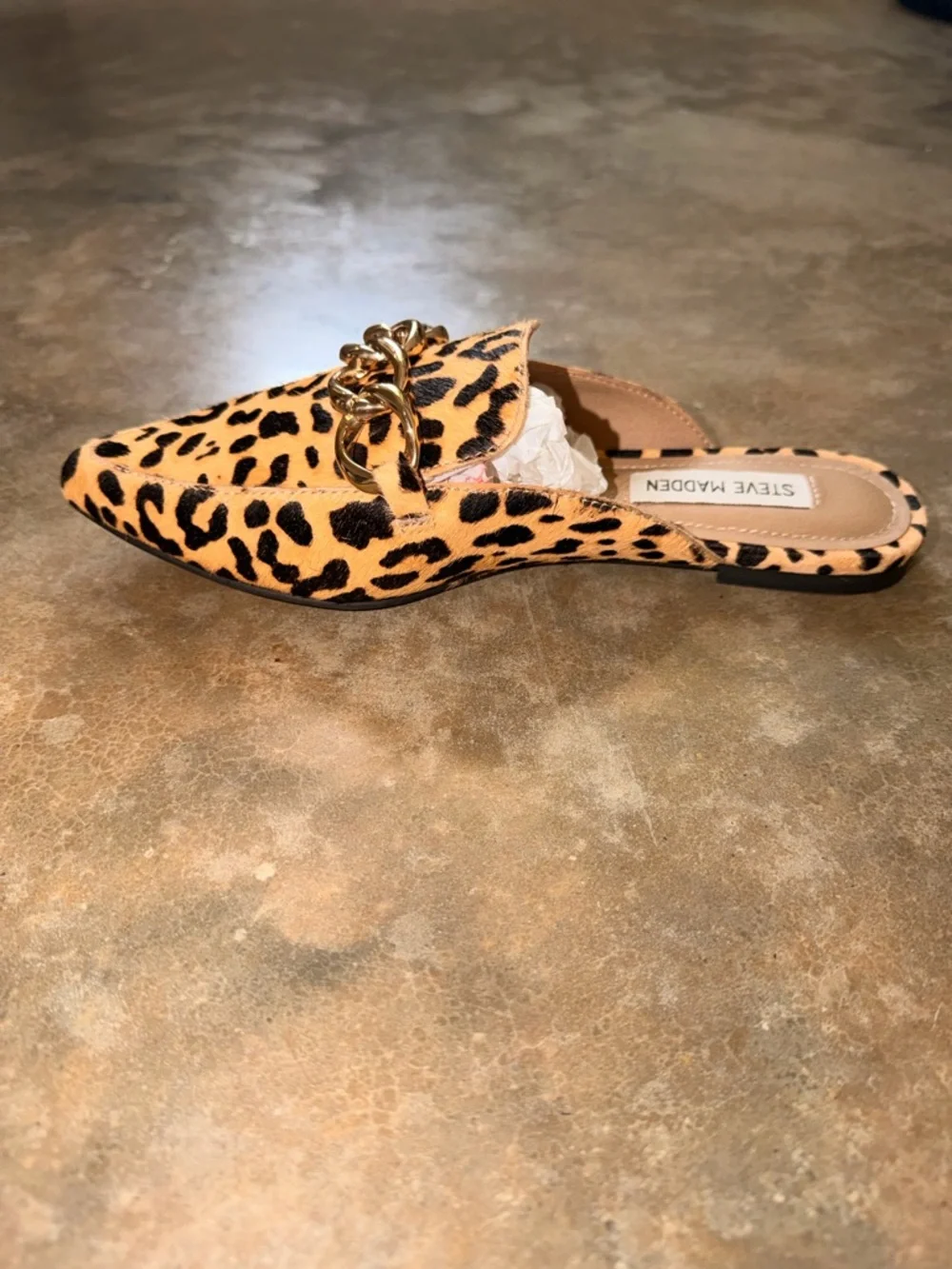 Steve Madden Leopard-Print Pointed Mule with Gold Chain - Size 6.5 - NWOT - Picture 13 of 15